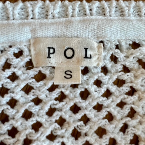 ⭐️ POL JSST84 Hooded Cream Crotched Pullover Sweater Womens Small S  Bohemian - Picture 10 of 15